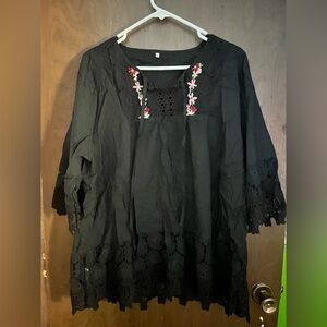 Black Lace Plus Size Shirt